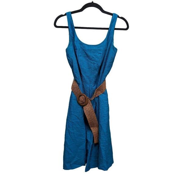 Nine West Aqua/Teal /Turquoise Fit and Flare Sleeveless Belted Dress Women's Siz - Picture 1 of 6